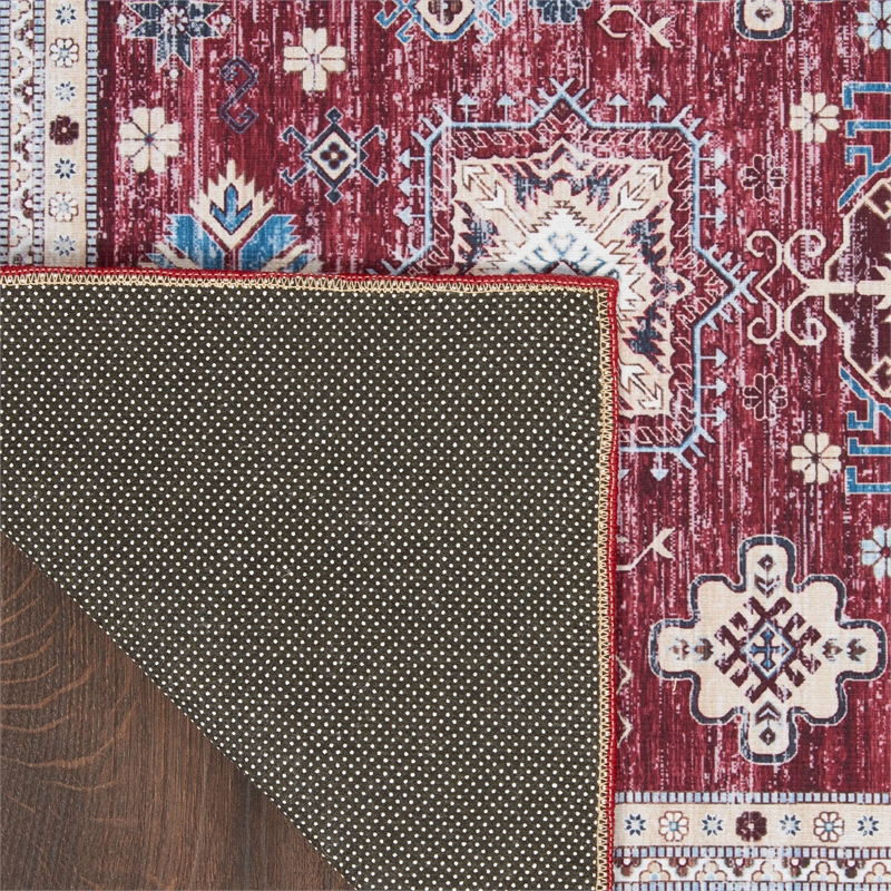 Nourison Home Fulton 5' Runner Fabric Red Vintage Flatweave Indoor Area Rug