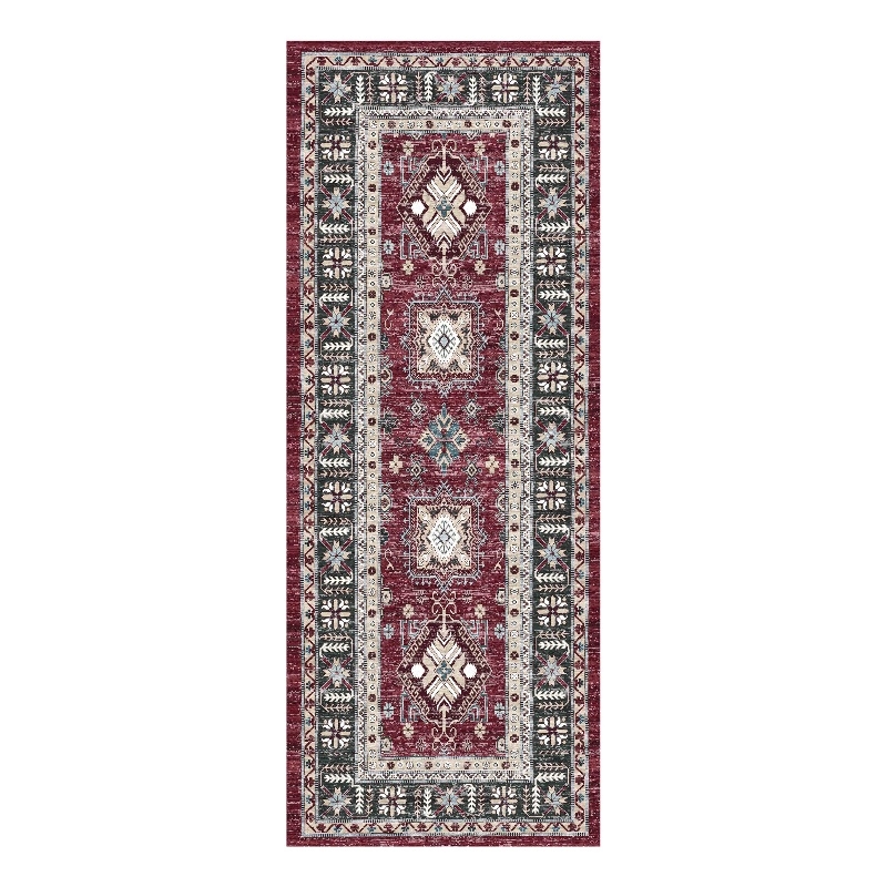 Nourison Home Fulton 5' Runner Fabric Red Vintage Flatweave Indoor Area Rug