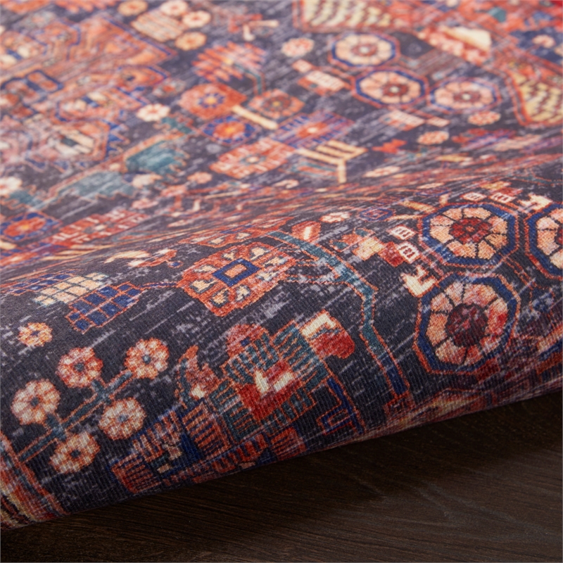 Nourison Home Fulton 5' Runner Fabric Red Vintage Flatweave Indoor Area Rug