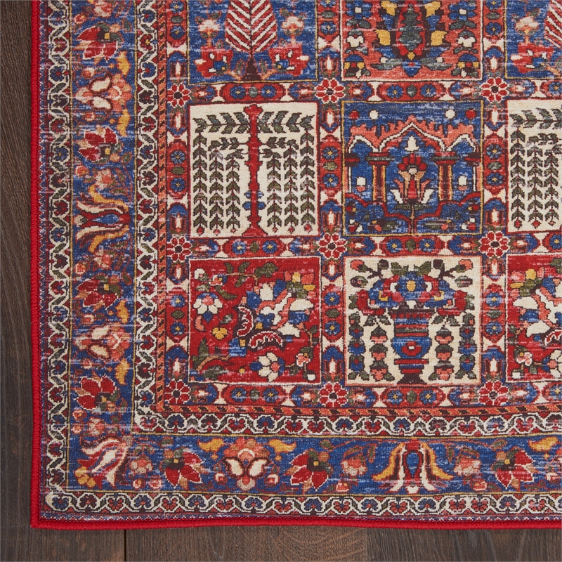 Nourison Home Fulton 5' Runner Fabric Red Vintage Flatweave Indoor Area Rug