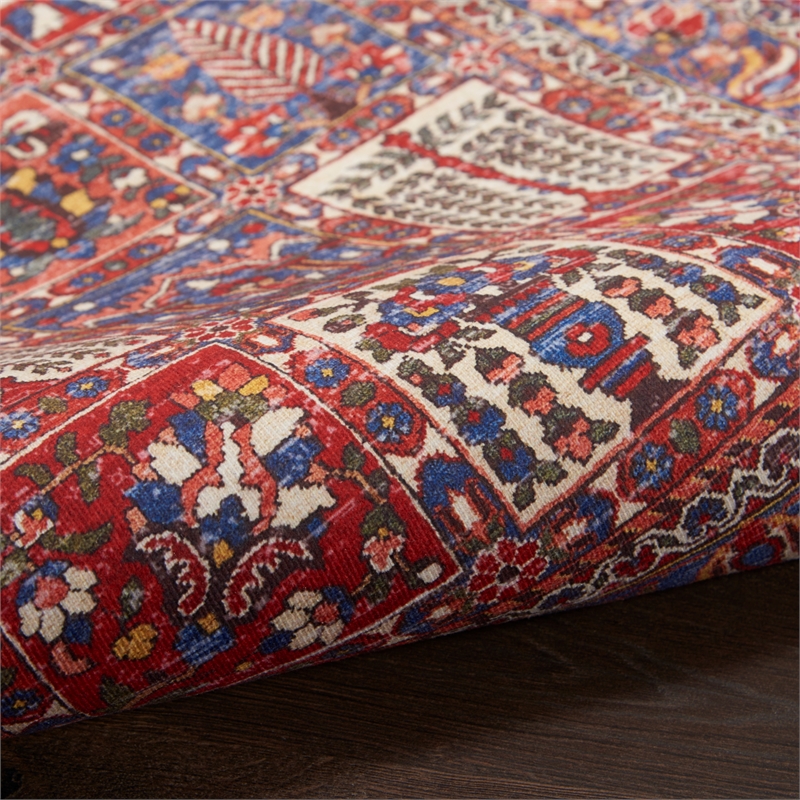 Nourison Home Fulton 5' Runner Fabric Red Vintage Flatweave Indoor Area Rug