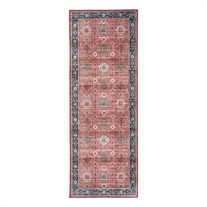 Nourison Home Fulton 5' Runner Fabric Brick Red Vintage Flatweave Indoor Rug