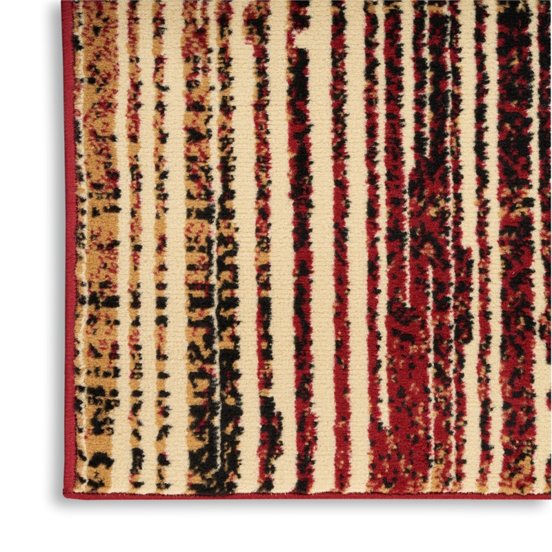 Nourison Home Grafix 8' Runner Fabric Brick Red Multicolor Modern Indoor Rug