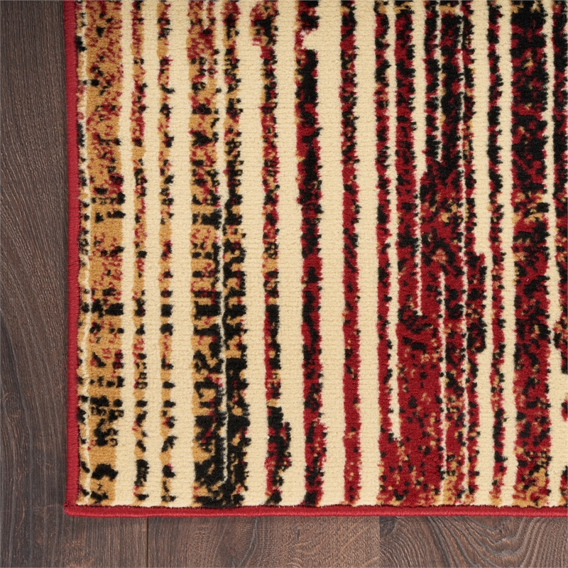 Nourison Home Grafix 8' Runner Fabric Brick Red Multicolor Modern Indoor Rug