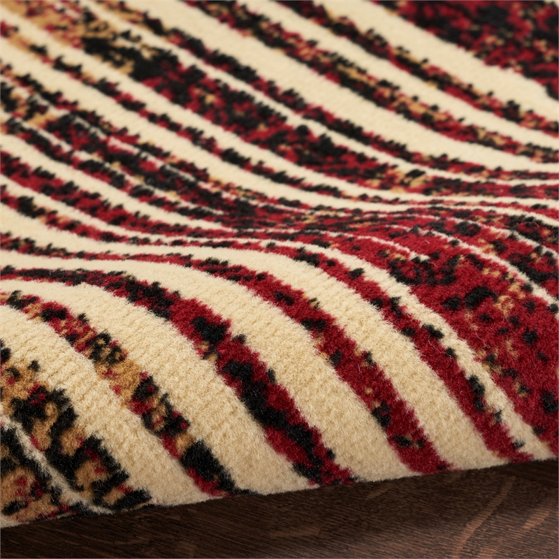 Nourison Home Grafix 8' Runner Fabric Brick Red Multicolor Modern Indoor Rug