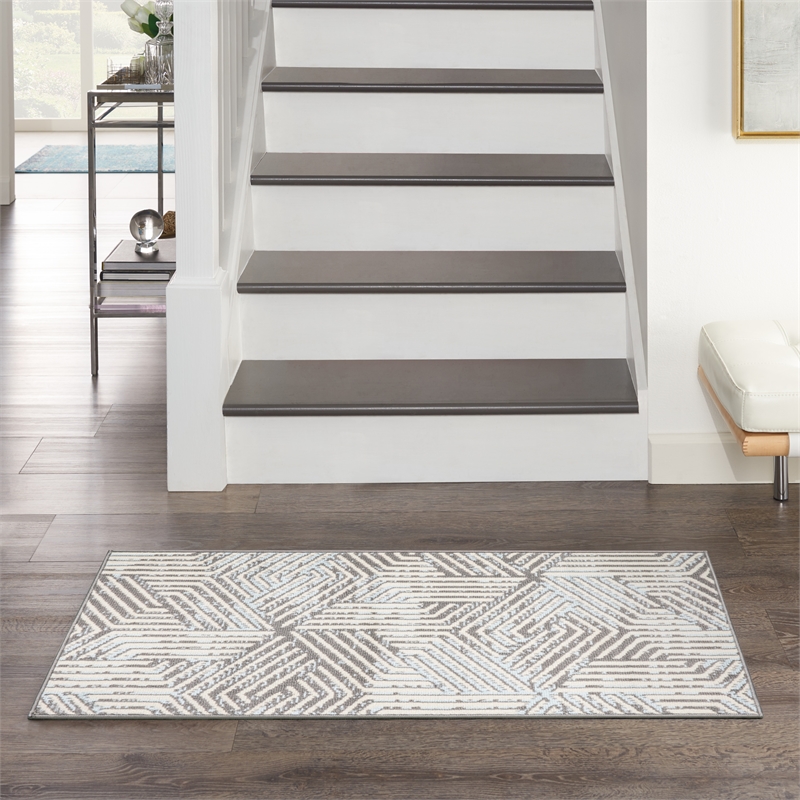 Nourison Home Grafix 2' x 4' Fabric Gray Modern Indoor Area Rug