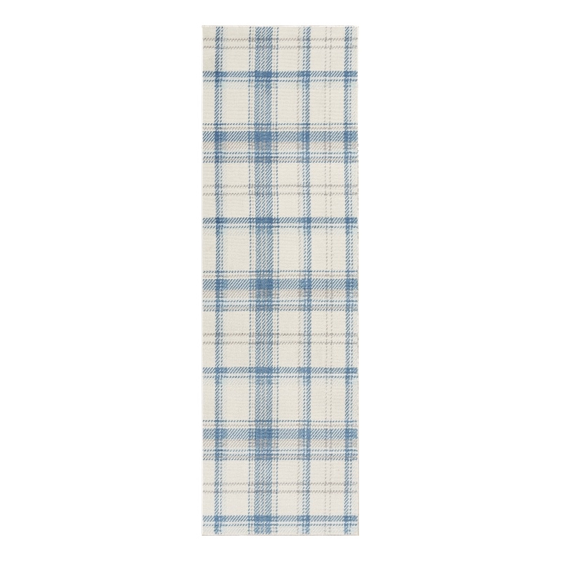 Nourison Home Grafix 8' Runner Fabric Ivory Blue Farmhouse Indoor Rug