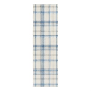 Nourison Home Grafix 8' Runner Fabric Ivory Blue Farmhouse Indoor Rug