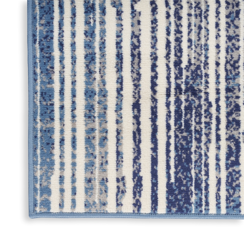 Nourison Home Grafix 8' x 10' Fabric Blue Grey Modern Indoor Area Rug