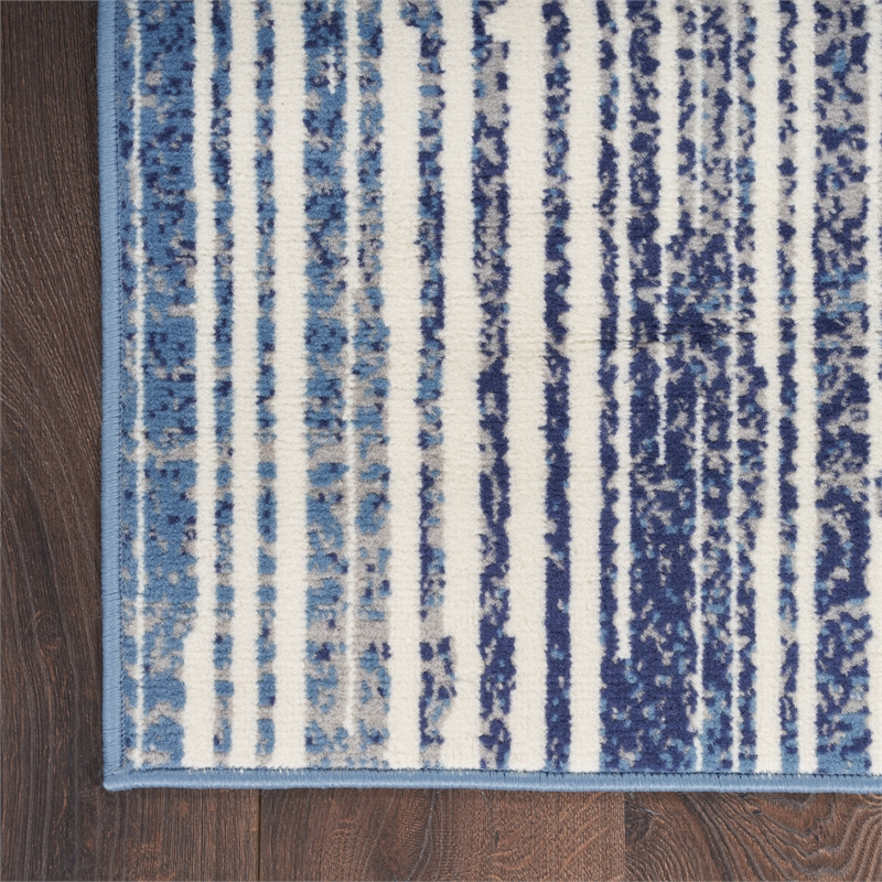 Nourison Home Grafix 8' x 10' Fabric Blue Grey Modern Indoor Area Rug