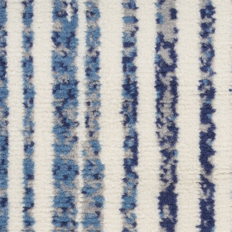 Nourison Home Grafix 8' x 10' Fabric Blue Grey Modern Indoor Area Rug