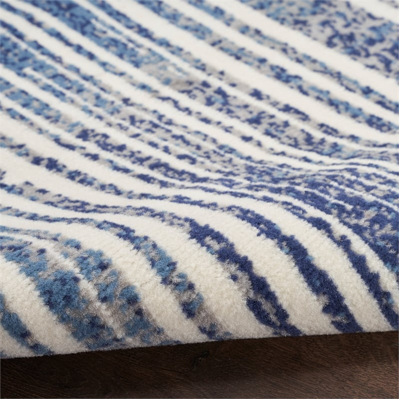 Nourison Home Grafix 8' x 10' Fabric Blue Grey Modern Indoor Area Rug