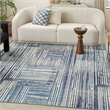 Nourison Home Grafix 8' x 10' Fabric Blue Grey Modern Indoor Area Rug