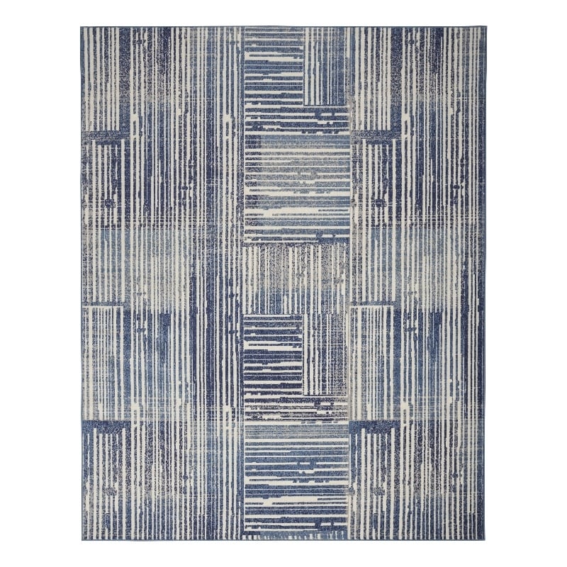 Nourison Home Grafix 8' x 10' Fabric Blue Grey Modern Indoor Area Rug
