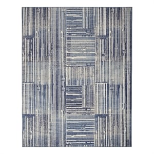 Nourison Home Grafix 8' x 10' Fabric Blue Grey Modern Indoor Area Rug