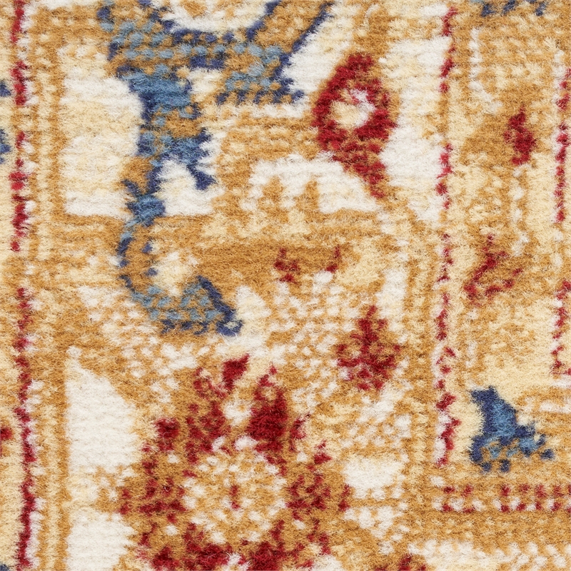 Nourison Home Grafix 8' Runner Fabric Navy Blue Gold Vintage Indoor Area Rug
