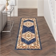 Nourison Home Grafix 8' Runner Fabric Navy Blue Gold Vintage Indoor Area Rug