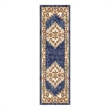 Nourison Home Grafix 8' Runner Fabric Navy Blue Gold Vintage Indoor Area Rug