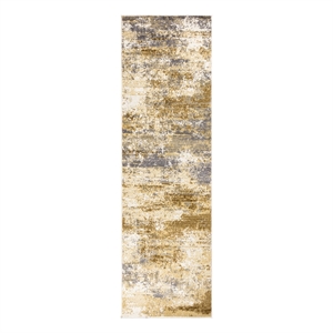 Nourison Home Grafix 8' Runner Fabric Beige Blue Modern Indoor Area Rug