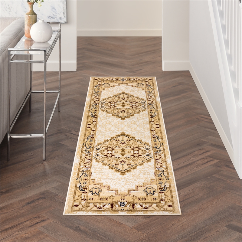 Nourison Home Grafix 8' Runner Cream Multicolor Vintage Indoor Rug