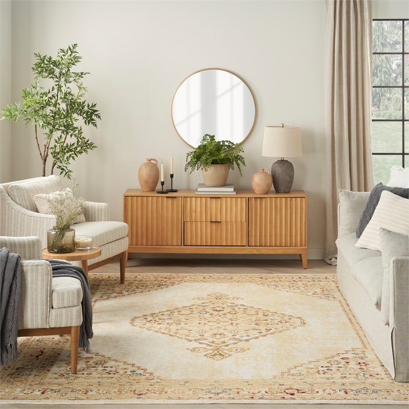 Nourison Home Grafix 5' x 7' Fabric Cream Multicolor Vintage Indoor Rug