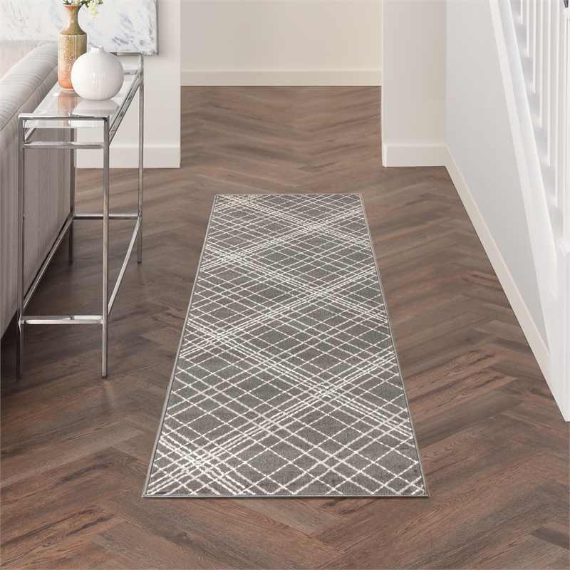 Nourison Home Jubilant 7' Runner Fabric Gray Farmhouse Indoor Rug