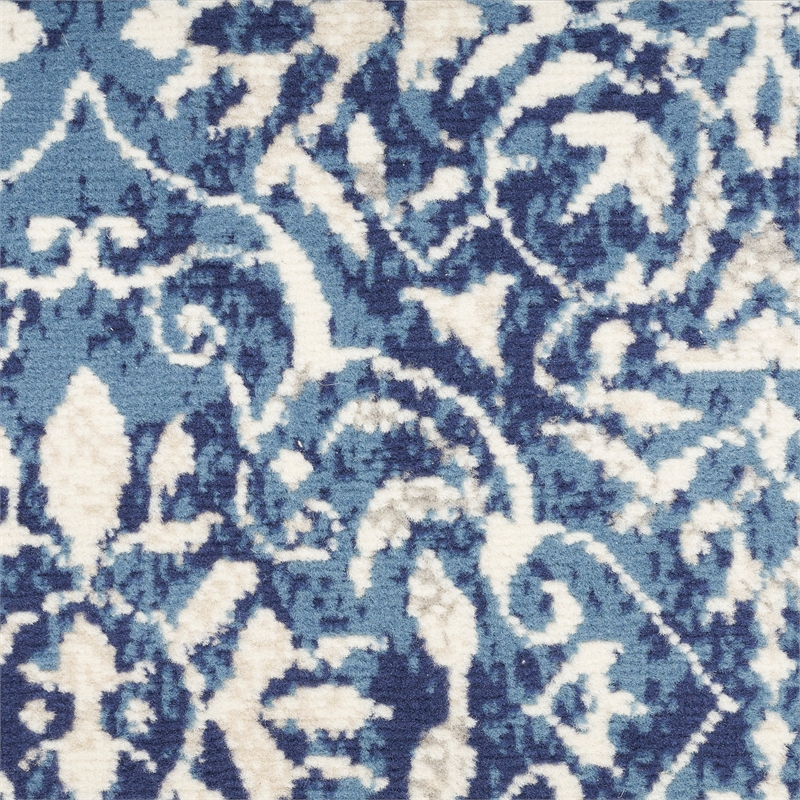 Nourison Home Jubilant 7' Runner Fabric Navy Blue Ivory Vintage Indoor Rug
