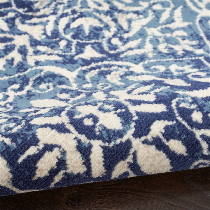 Nourison Home Jubilant 7' Runner Fabric Navy Blue Ivory Vintage Indoor Rug