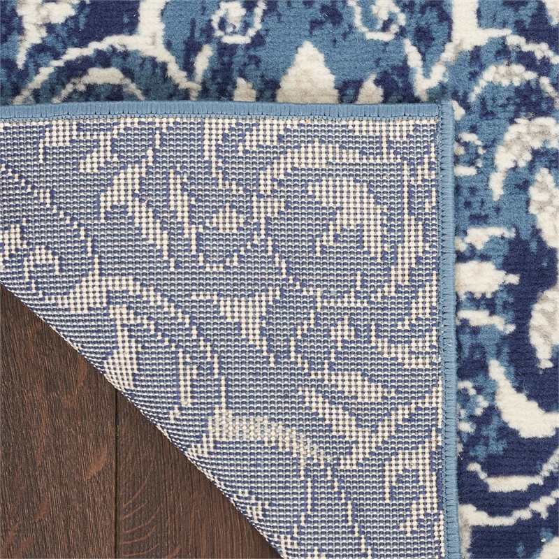 Nourison Home Jubilant 7' Runner Fabric Navy Blue Ivory Vintage Indoor Rug