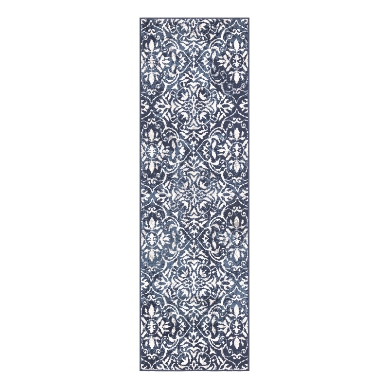 Nourison Home Jubilant 7' Runner Fabric Navy Blue Ivory Vintage Indoor Rug