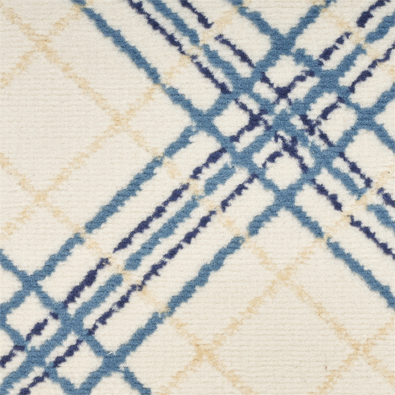 Nourison Home Jubilant 7' Runner Fabric Ivory Navy Farmhouse Indoor Rug