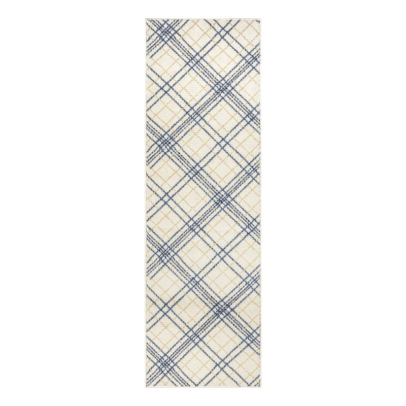 Nourison Home Jubilant 7' Runner Fabric Ivory Navy Farmhouse Indoor Rug