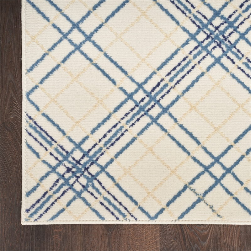 Nourison Home Jubilant 2' x 4' Fabric Ivory Navy Farmhouse Indoor Rug