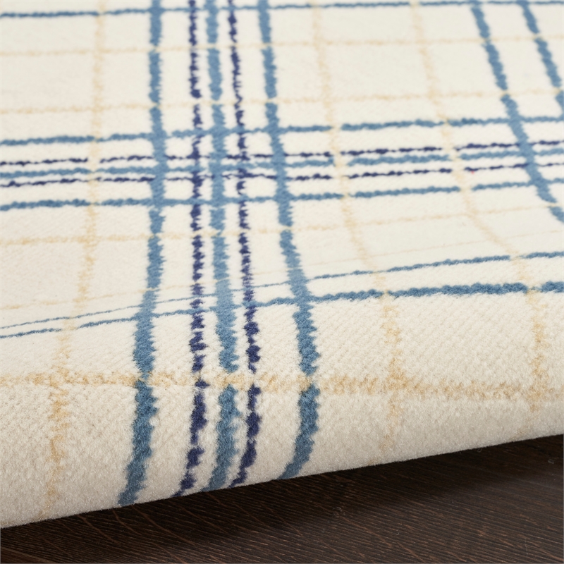 Nourison Home Jubilant 2' x 4' Fabric Ivory Navy Farmhouse Indoor Rug
