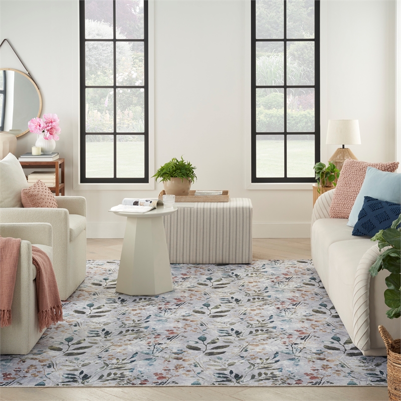 Nourison Home Nourison Washables 4' x 6' Grey Multicolor Contemporary Indoor Rug