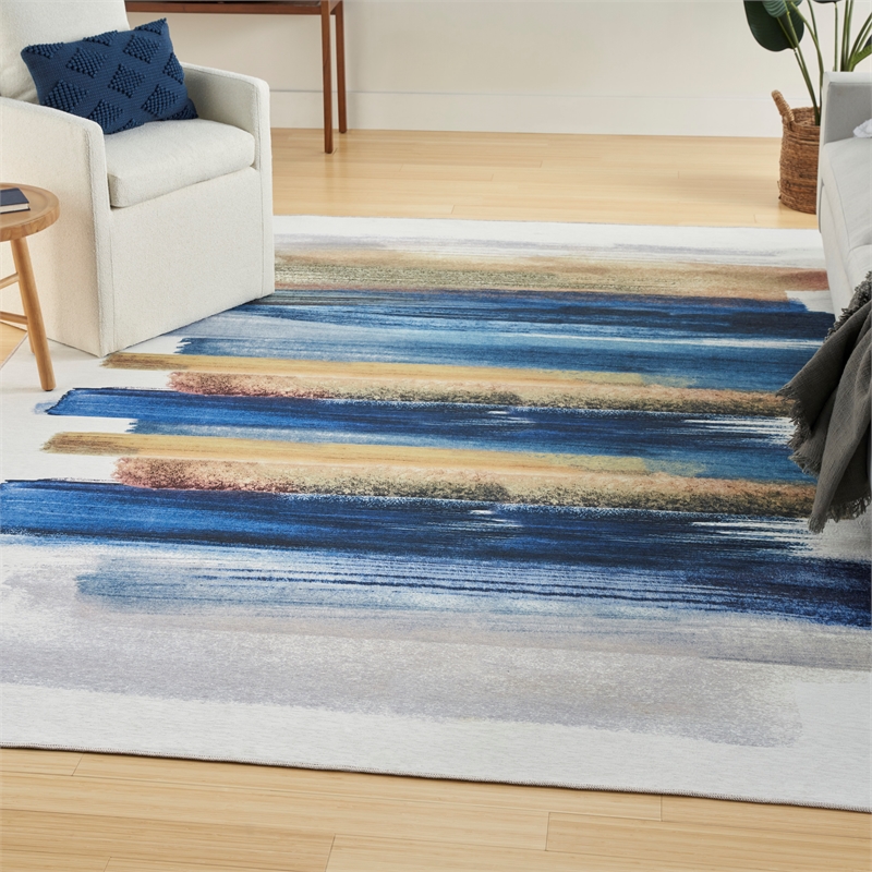 Nourison Home Nourison Washables 5' x 7' Blue Multicolor Modern Indoor Rug