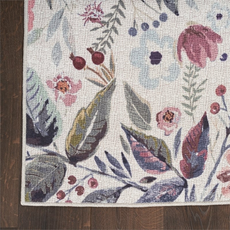 Nourison Home Nourison Washables 8' Runner Ivory Pink Vintage Indoor Rug