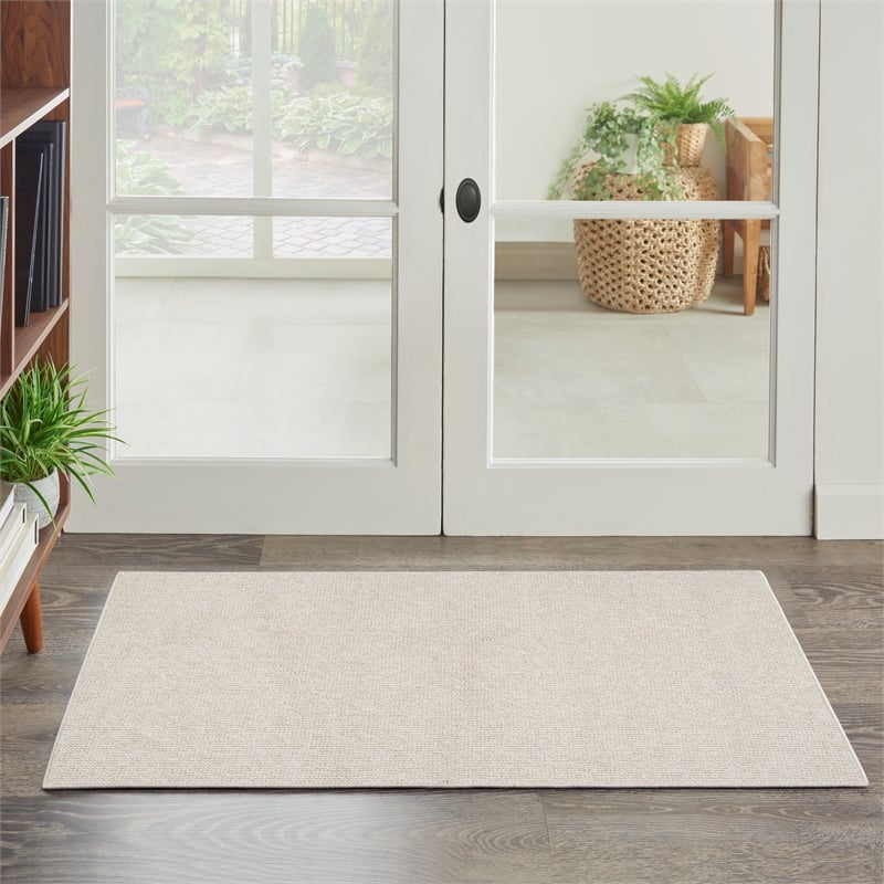 Nourison Home Textured Home 2' x 4' Ivory Beige Farmhouse Indoor Rug