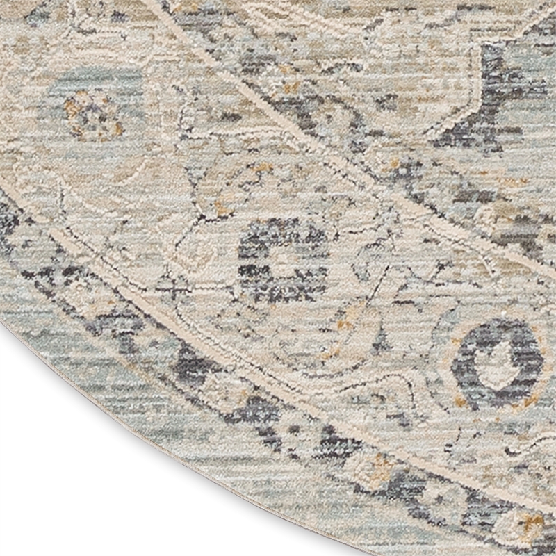 Nourison Home Nyle 8' x Round Light Blue Vintage Indoor Rug