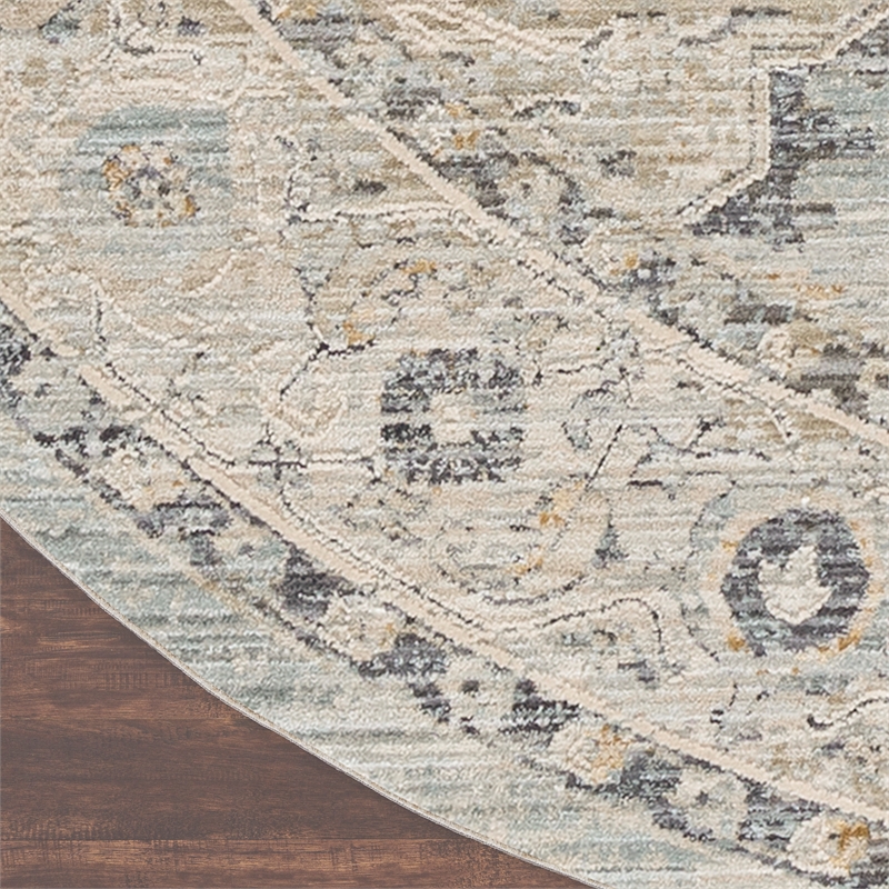 Nourison Home Nyle 8' x Round Light Blue Vintage Indoor Rug