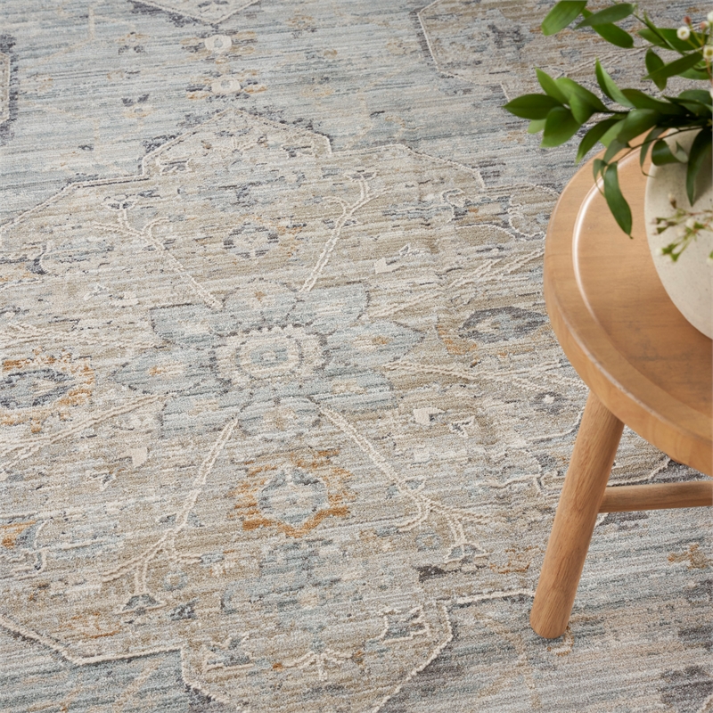 Nourison Home Nyle 8' x Round Light Blue Vintage Indoor Rug