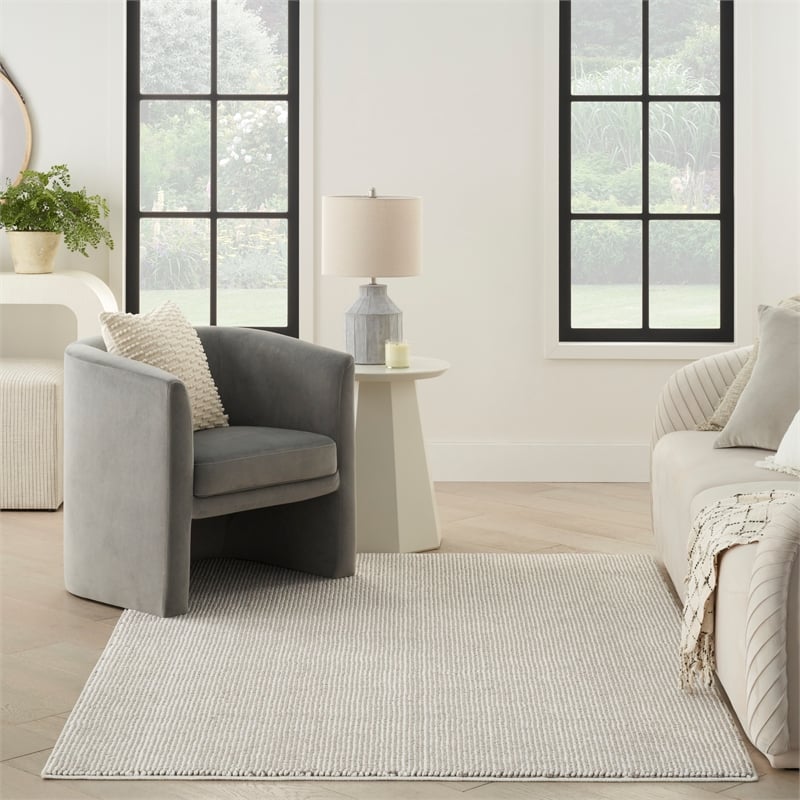 Nourison Home Textured Home 5' x 7' Ivory Mocha Farmhouse Indoor Rug