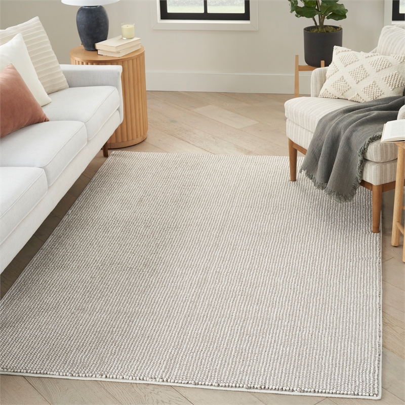 Nourison Home Textured Home 8' x 10' Ivory Mocha Farmhouse Indoor Rug