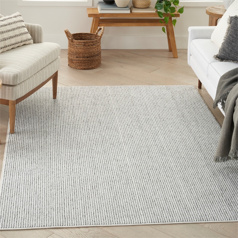 Nourison Home Textured Home 8' x 10' Ivory Grey Farmhouse Indoor Rug