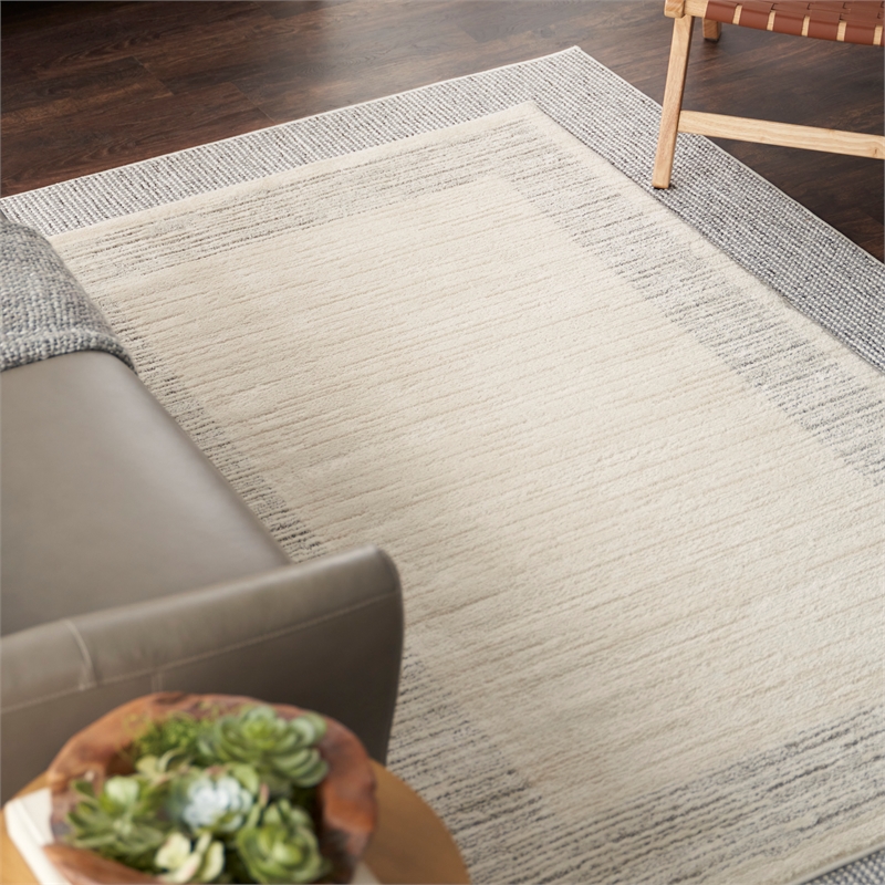 Nourison Home Textured Home 8' x 10' Ivory Grey Farmhouse Indoor Rug