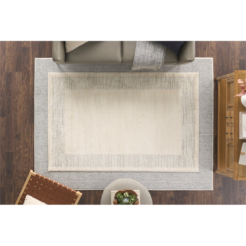 Nourison Home Textured Home 8' x 10' Ivory Grey Farmhouse Indoor Rug