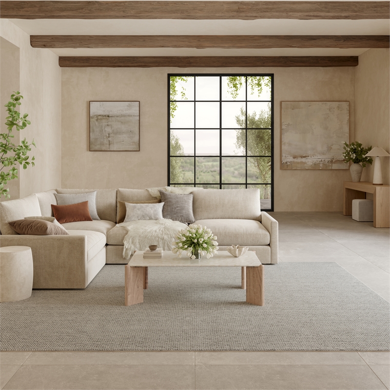 Nourison Home Textured Home 8' x 10' Ivory Grey Farmhouse Indoor Rug