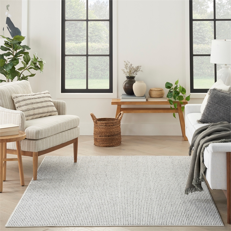 Nourison Home Textured Home 8' x 10' Ivory Grey Farmhouse Indoor Rug