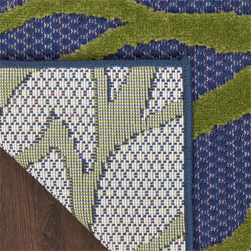 Nourison Aloha 9' x 12' Navy Multicolor Fabric Outdoor Area Rug (9' x 12')