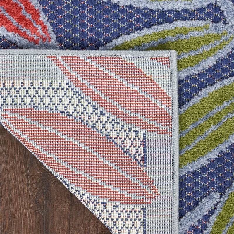 Nourison Aloha 9' x 12' Navy Multicolor Fabric Outdoor Area Rug (9' x 12')